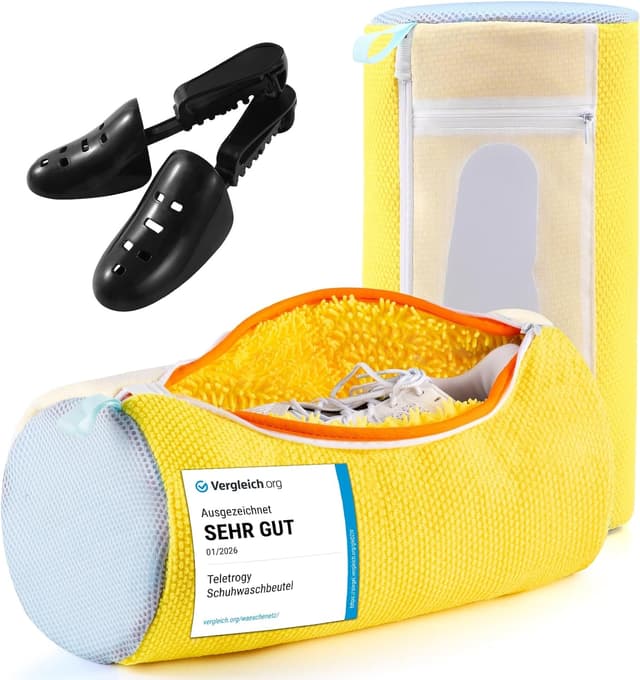 Detalle de Teletrogy Schuhwaschbeutel (2er-Set) mit 3D-Netz und verstellbaren Schuhspannern, bis Max EU46