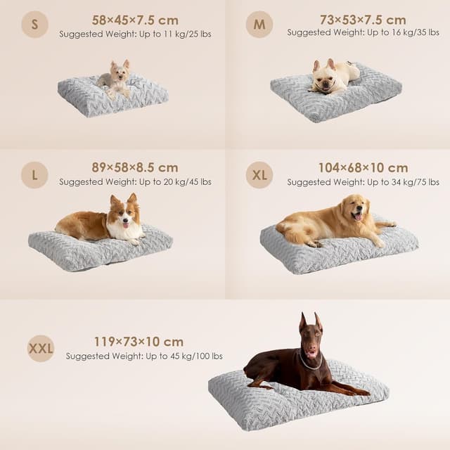 Thumbnail 6 de EHEYCIGA Hundebett (89 x 58 cm) waschbar, reversible Hundematte mit Kunstpelz & Kunstleinen, grau