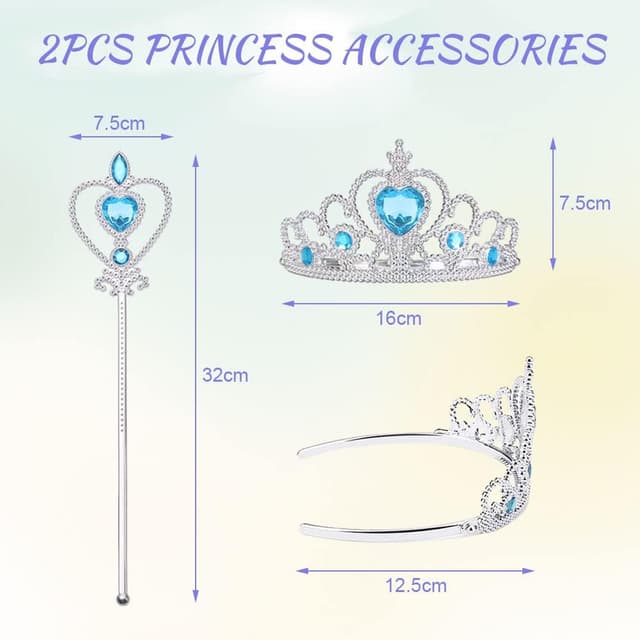 Detalle de AOOWU Vestito Bambina Principessa con accessori per carnevale, Halloween e feste (150cm)