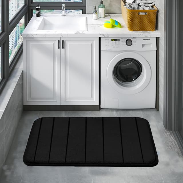 Thumbnail 6 de RUN HELIX 3-Piece Memory Foam Bathroom Rug Set (Non-Slip, Washable) — Black