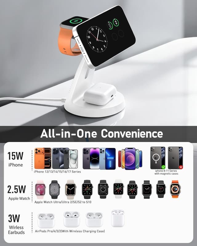 Detalle 2 de Wireless Charger 3‑in‑1 Charging Station for iPhone