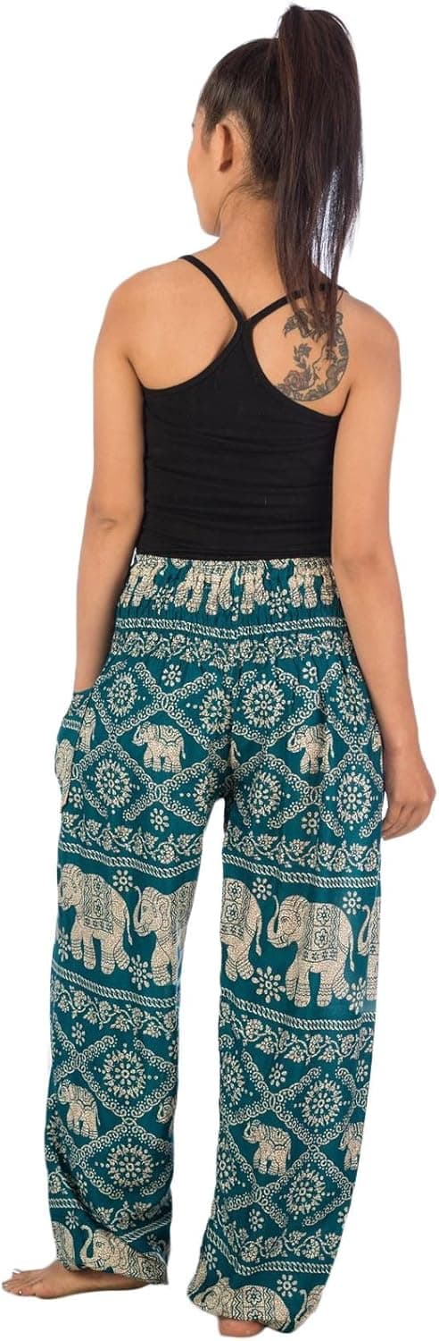 Detalle de Lofbaz harem pants for women in soft rayon – boho palazzo/yoga & lounge trousers