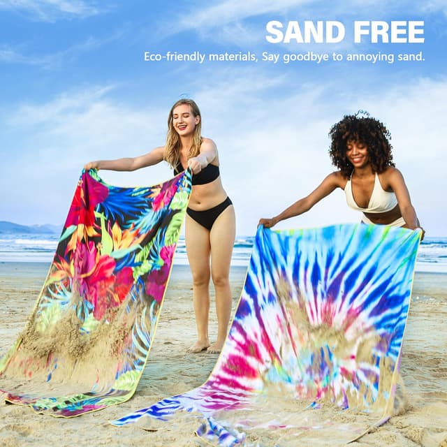 Detalle de Winthome Beach Towel for Adults (90×180cm) – Large Microfibre Quick-Dry, Sand Free Towel with Bag, Blue Gradient (1 pack)