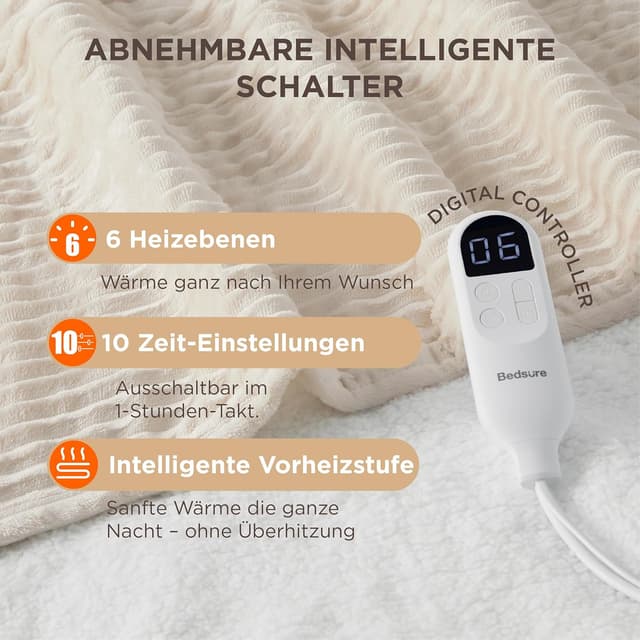 Thumbnail 2 de BEDSURE Heizdecke Wärmedecke 200x180cm