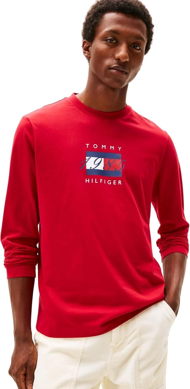 Thumbnail 6 de Tommy Hilfiger Men’s Regular Fit Linear Flag Graphic Long Sleeve Top