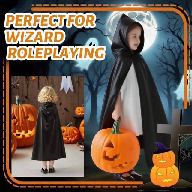 Thumbnail 5 de AUYAO Zauberer-Kostüm Zubehör-Set für Kinder (11-teilig) mit Umhang, Mütze, Zauberstab & Party-Accessoires