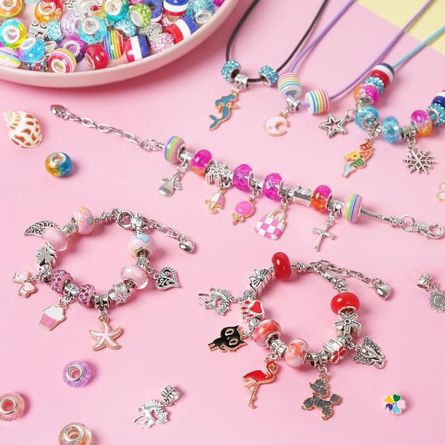 Detalle de Zelova Schmuckbastelsets (150-teilig) für Kinder ab 5 Jahren – Armbänder & Ketten zum Selbermachen