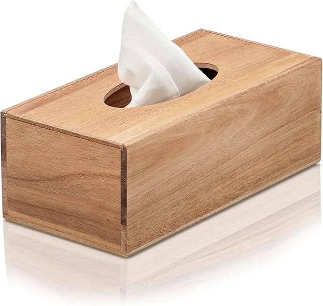 Imagen de COM-FOUR® Caja de pañuelos de madera de Acacia 🧻 en OfertitasTOP