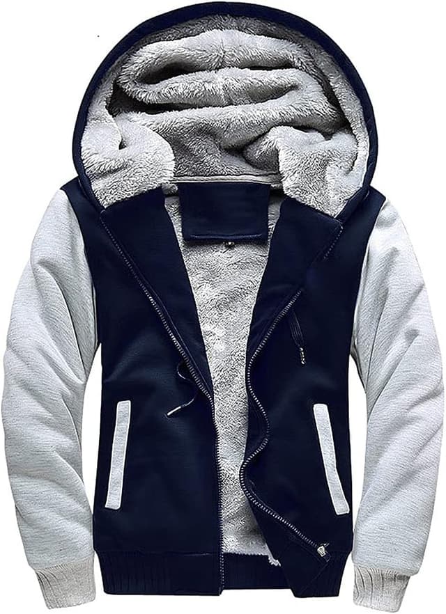 Detalle 2 de AOTORR men’s full-zip fleece hoodie jacket coat with hood and pockets