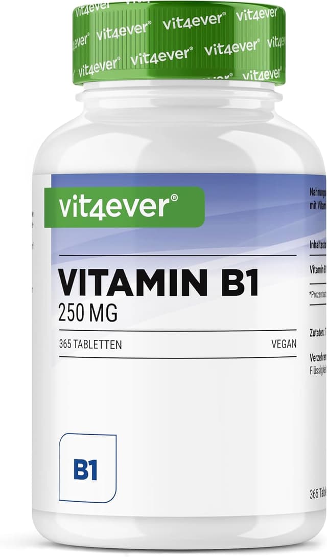 Detalle de vit4ever Vitamin B1 (Thiamin) 250 mg – 365 Tabletten für 12 Monate (vegan)