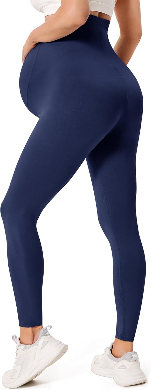 Detalle 2 de VALANDY Creamlush 2 Pack Women’s Maternity Leggings (Over-the-belly) for Workout, Yoga & Everyday Wear