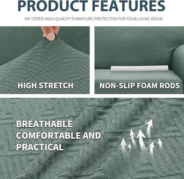 Detalle de Ystyle Copridivano 3 posti con braccioli super elasticizzato antigraffio gatto in verde chiaro