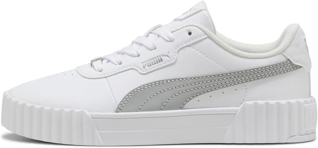 Detalle de Puma Damen Carina 3.0 Sneaker – Lederoptik, Schnürung & Gummilaufsohle