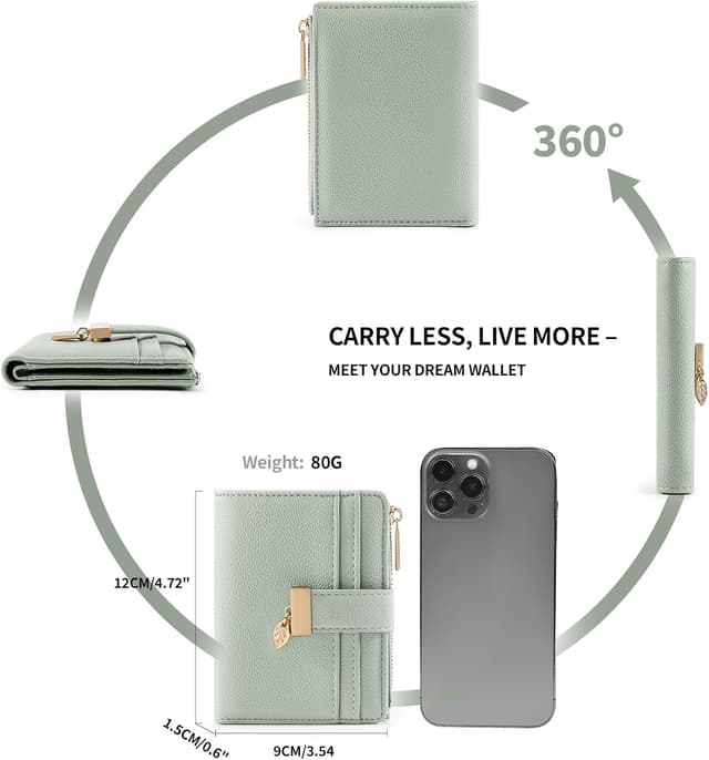 Detalle de Pomelo Best women’s RFID vegan leather bi-fold wallet with zip coin pocket