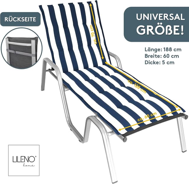 Thumbnail 1 de LILENO HOME Cojín para Tumbonas de Jardín 💺 Azul 188x60x5cm