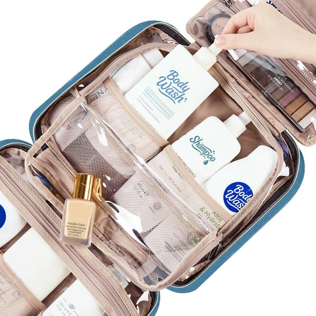 Detalle de NISHEL Women’s Travel Toiletry Bag (Hanging Organizer) in Lake-Blue, Large Size