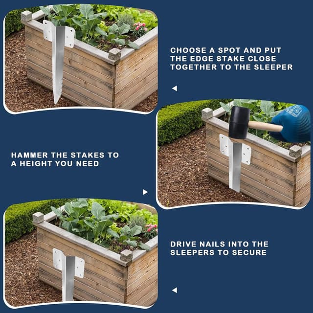 Detalle de 10 Pack Railway Sleeper Brackets (Galvanised Steel) with 60 Screws & Glove for Garden Edging, Raised Beds & Fence Posts