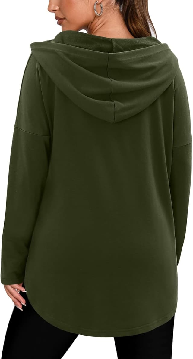 Detalle de CHICZONE Ladies Oversized Hoodie Pullover Top with V-neck & Drawstring Hood