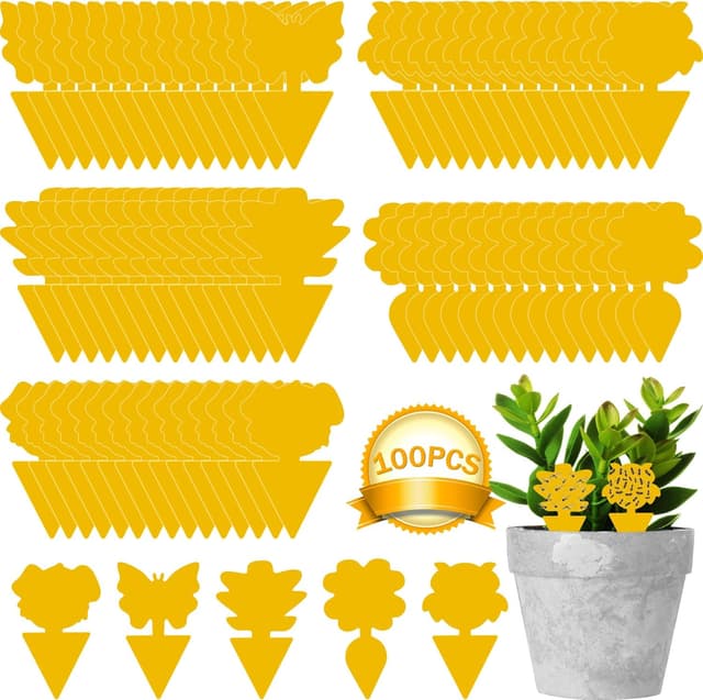 Detalle de 100 Stück Gelbsticker gegen Trauermücken – klebrige Fangtafeln für Zimmerpflanzen