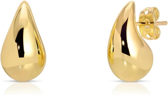 Detalle de Elegance 11 designs Tropfenohrringe Dupes für Frauen – dicke Gold Chunky Creolen aus Messing, hypoallergen (kein Edelstein)