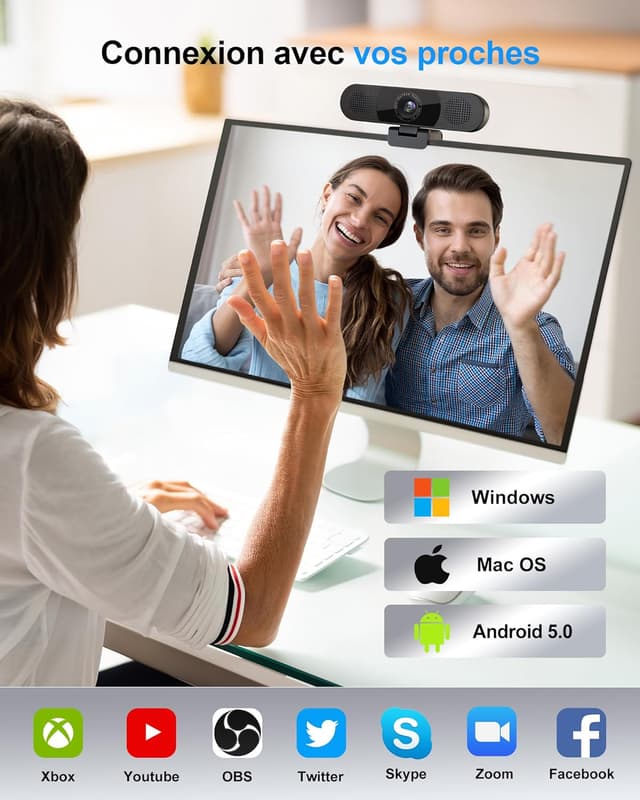 Thumbnail 6 de EMEET Webcam C980PRO 1080P avec microphone, haut-parleurs et cache objectif