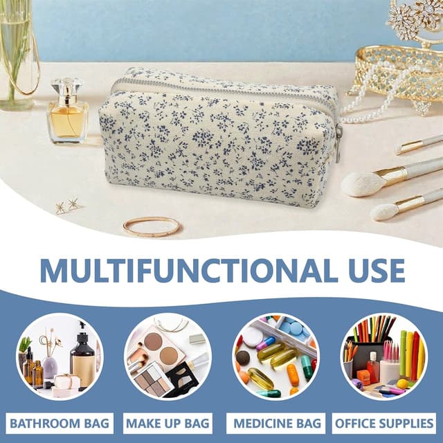 Detalle de OYIWINMI Federmäppchen mit Reißverschluss (17 x 7 x 7 cm) – Blumenmotiv für Schule, Büro & unterwegs