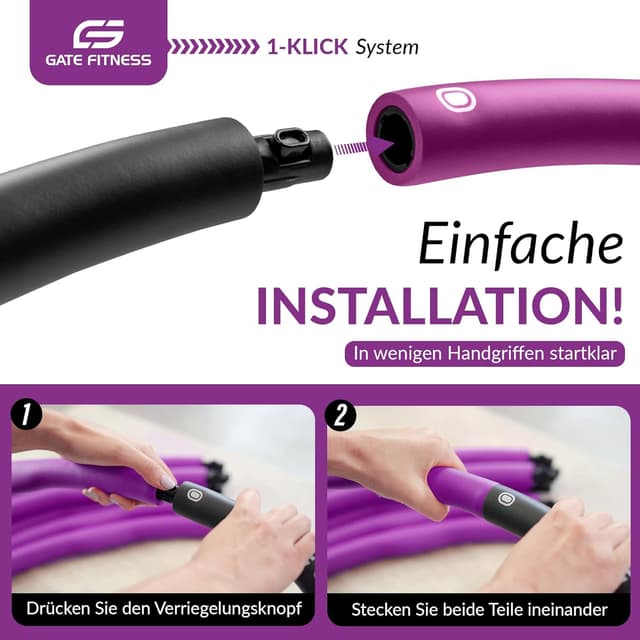 Detalle 2 de GATE FITNESS Hula Hoop Reifen für Erwachsene & Kinder (1,2 / 1,5 / 2 kg) mit 6–8 Segmenten und Schaumstoffpolster