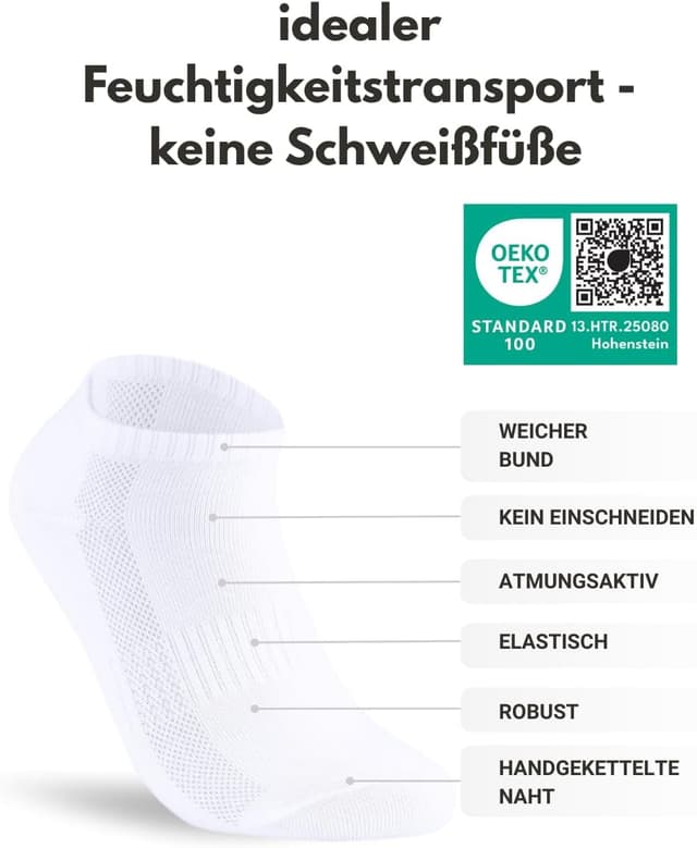 Detalle de sockenkauf24 10 Paar Sneaker Socken aus Baumwolle mit Mesh-Streifen (Herren & Damen)