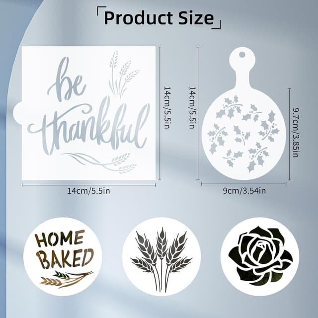 Detalle 2 de Ktxaby 13 Pcs Wheat Themed Cookie Stencil Set