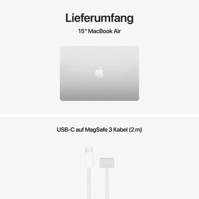 Detalle de Apple MacBook Air 15" (2026) M5 mit 24 GB RAM und 1 TB SSD, Silber – QWERTZ