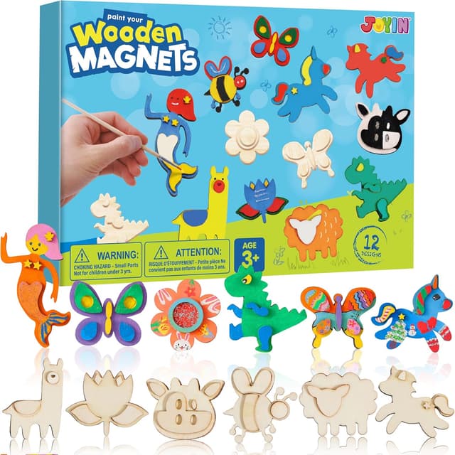 Detalle de JOYIN 12 Wooden Magnet Painting Kit 🎨