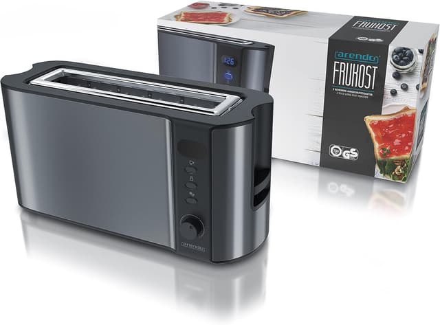 Thumbnail 6 de Arendo Frukost 2-Scheiben Langschlitztoaster (Defrost, Doppelwandgehäuse, Brötchenaufsatz) – Cool Grey