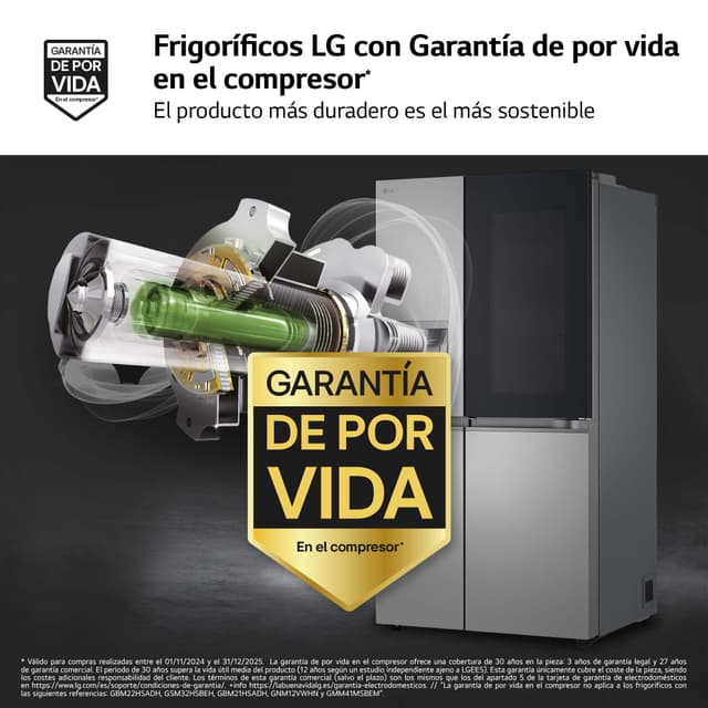 Detalle de LG GSXE81PYBD reacondicionado Grado B: frigorífico americano side by side con Door in Door y dispensador
