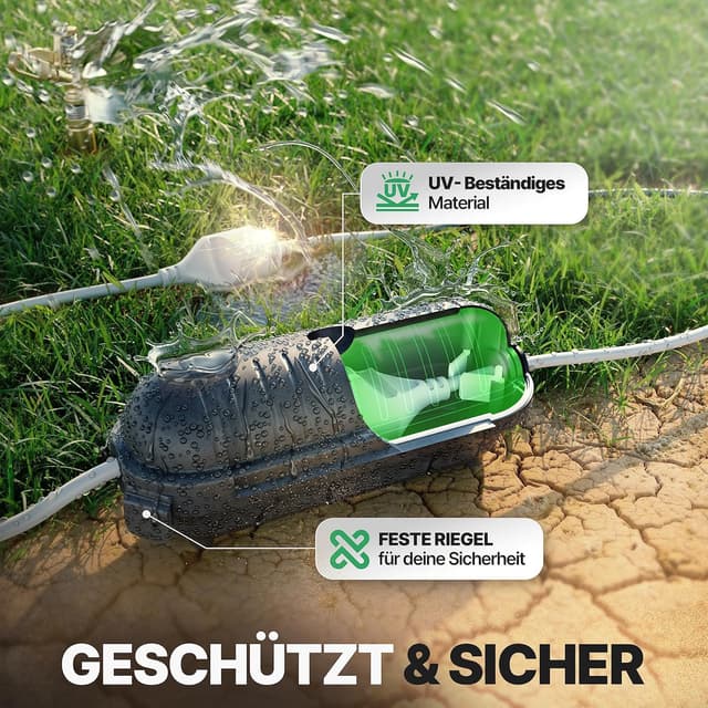 Detalle de Adlerfokus Kabelbox wasserdicht IP44 „Safe Box“ (2 Stück) – Outdoor-Sicherheitsbox für Steckverbindungen