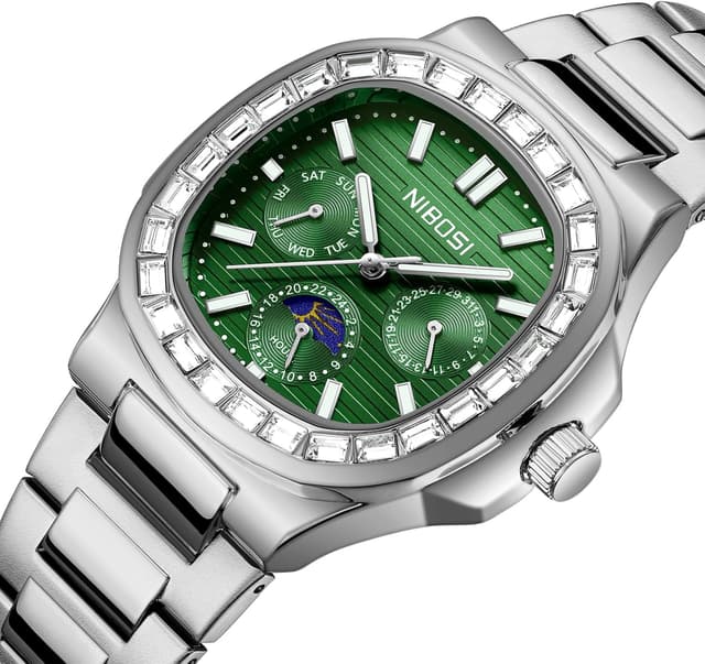 Detalle de NIBOSI Orologio da polso uomo analogico al quarzo multifunzione con cronografo, fase lunare e impermeabile 3 ATM