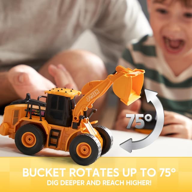 Detalle 2 de JOYIN ferngesteuerter RC Bagger/Traktor/LKW mit Frontlader, 2,4G – mit Licht & Sound, für Kinder ab ca. 6 Jahren
