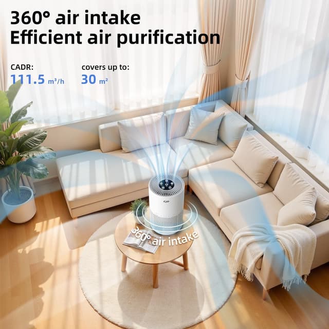Detalle de Bedroom H13 HEPA Air Purifier (H13 HEPA, 3-stage filtration, 12db sleep mode, 3 speeds)