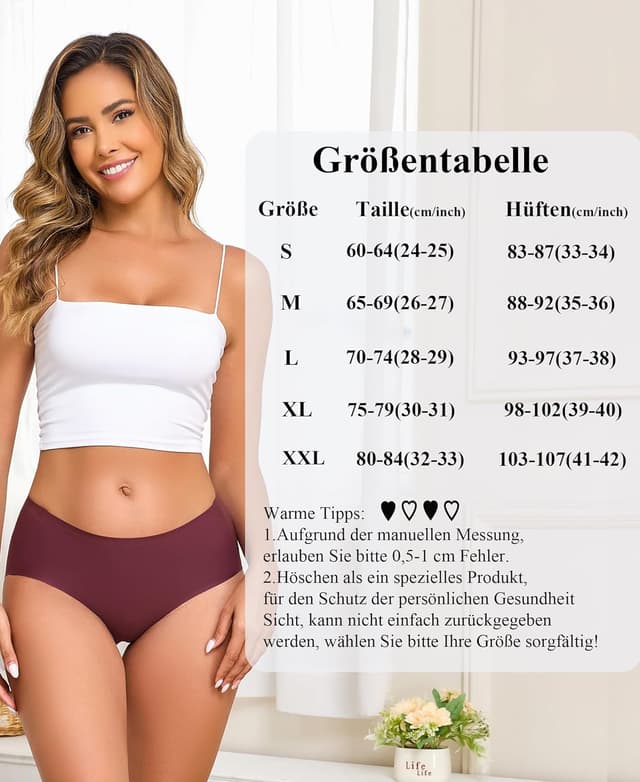 Detalle 2 de ALL OF ME 6er-Pack nahtlose Brazilian Slips für Damen – atmungsaktiv, weich & ohne Etikett (S–XXL)