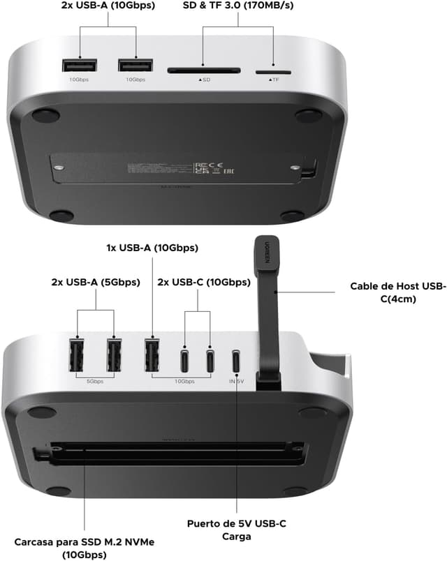 Detalle 2 de UGREEN Docking Station Mac Mini M4 M4 Pro 🚀 10 en 1 con SSD y puertos