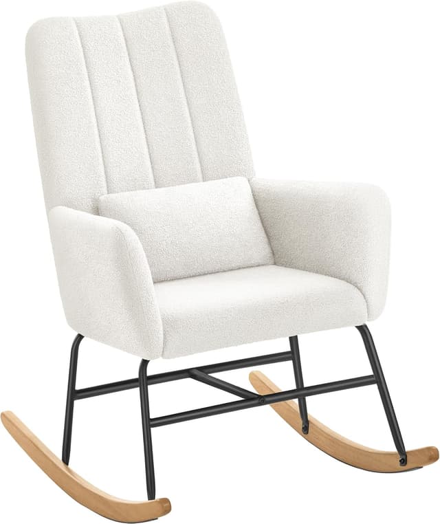 Imagen de SONGMICS HOME Silla Mecedora blanca crema 160 kg en OfertitasTOP