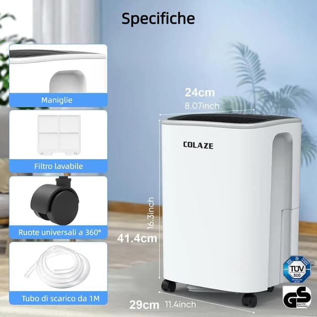 Thumbnail 5 de COLAZE Deumidificatore portatile 12 litri/giorno per 30 m² 🏠