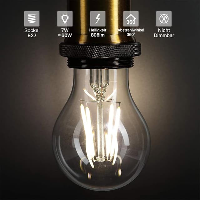 Detalle 2 de ehomeled E27 LED Edison Glühbirne Vintage Warmweiß