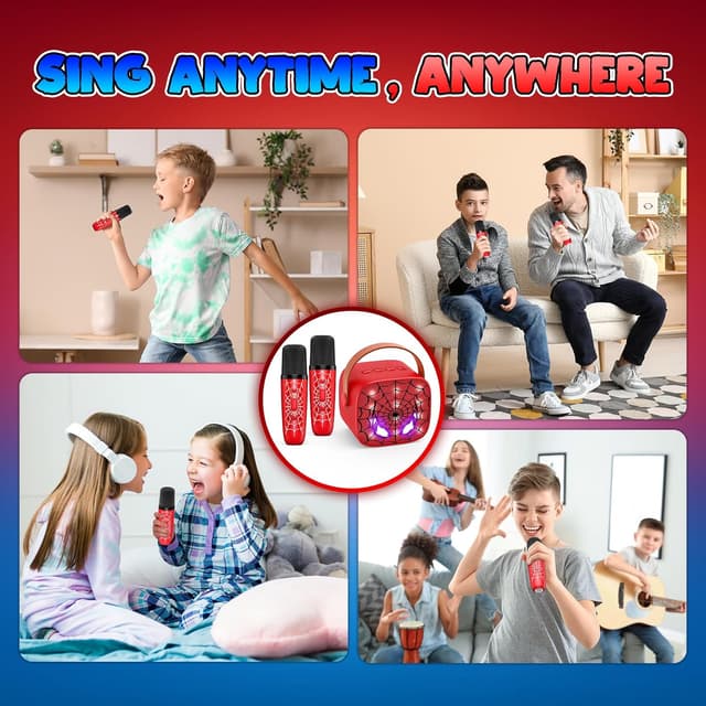 Detalle 2 de Braxel Karaoke Machine with 2 Wireless Microphones (Bluetooth 5.3) for Kids aged 3–12