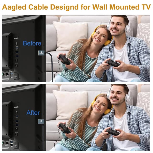 Thumbnail 1 de Thzzhnno Cable DisplayPort 90° 0.5M 8K 1.4