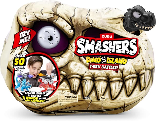 Detalle 2 de Smashers Dino Island T-Rex Battle Playset (Black Dino Skull) with Surprises Inside