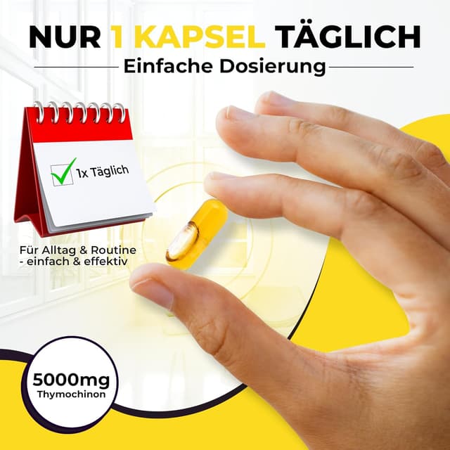 Detalle de Premium BIO Schwarzkümmelöl Kapseln (Nigella sativa) – 5.000 mg Thymochinon, 60 vegane Kapseln im lichtgeschützten Violettglas