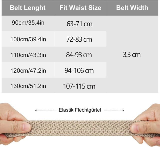 Detalle 2 de WERFORU Flecht-Gürtel elastisch 2er Set