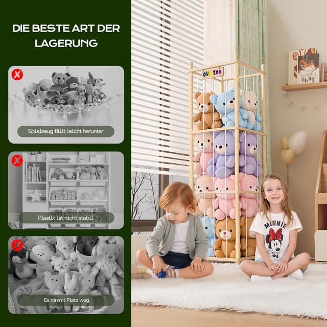 Detalle 2 de Holz Kuscheltier Aufbewahrung 135×40×40