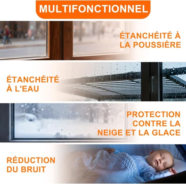 Thumbnail 6 de Joint porte-fenêtre Type D TPE autocollant 7 m 🏠