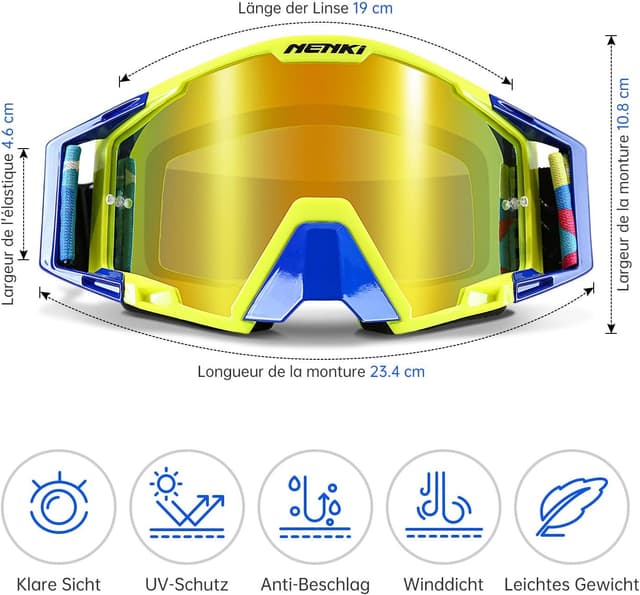 Detalle 2 de NENKI Motocross Brille mit Nasenschutz